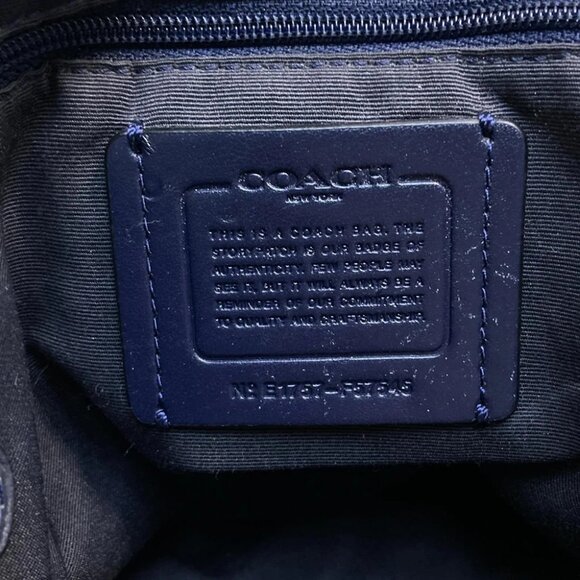 COACH Pebbled Leather Lexi Shoulder Navy Leather - Shoulder Bag - Picture 7 of 9